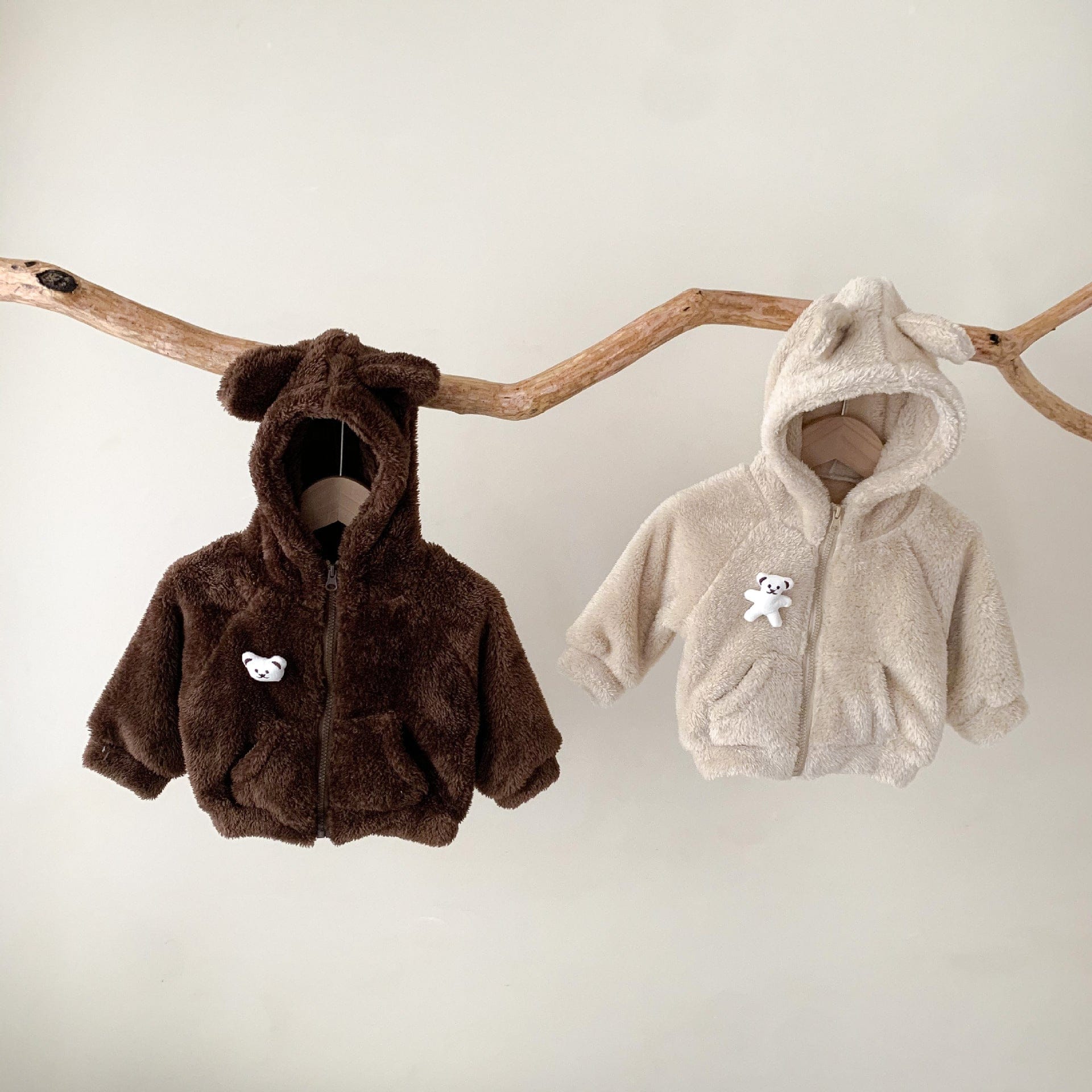 カーディガン・パーカー ベビーアウター くま耳フーディボアフリースジップアップパーカージャケット 2カラー【mh0007438】