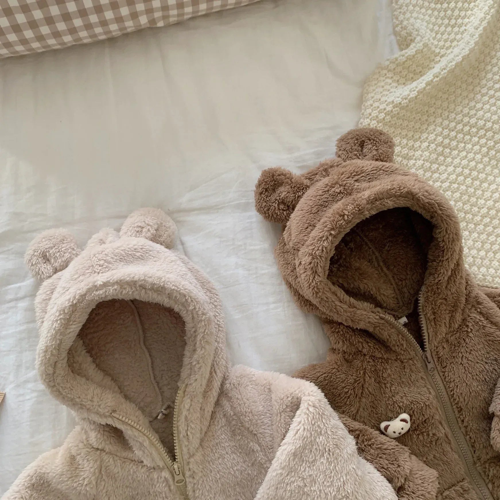 カーディガン・パーカー ベビーアウター くま耳フーディボアフリースジップアップパーカージャケット 2カラー【mh0007438】