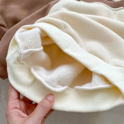 長袖セットアップ ベビーセットアップ 2点セット ベアくま耳付き裏フリース長袖スウェットシャツ+スウェットロングパンツ【mh0007459】