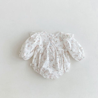 長袖ロンパース ベビーロンパース チェックビッグフリル長袖ボディスーツ 2カラー【mh0007466】