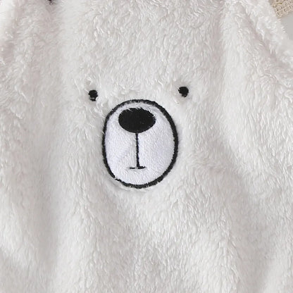 ノースリーブロンパース ベビーロンパース ファーフリースベアくま刺繍サスペンダーボディスーツ 2カラー【mh0007500】