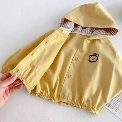 ショートコート・ジャケット・ジャンパー キッズアウター ベアくまワッペンフーディブルゾンジャケット 2カラー【mh0007538】