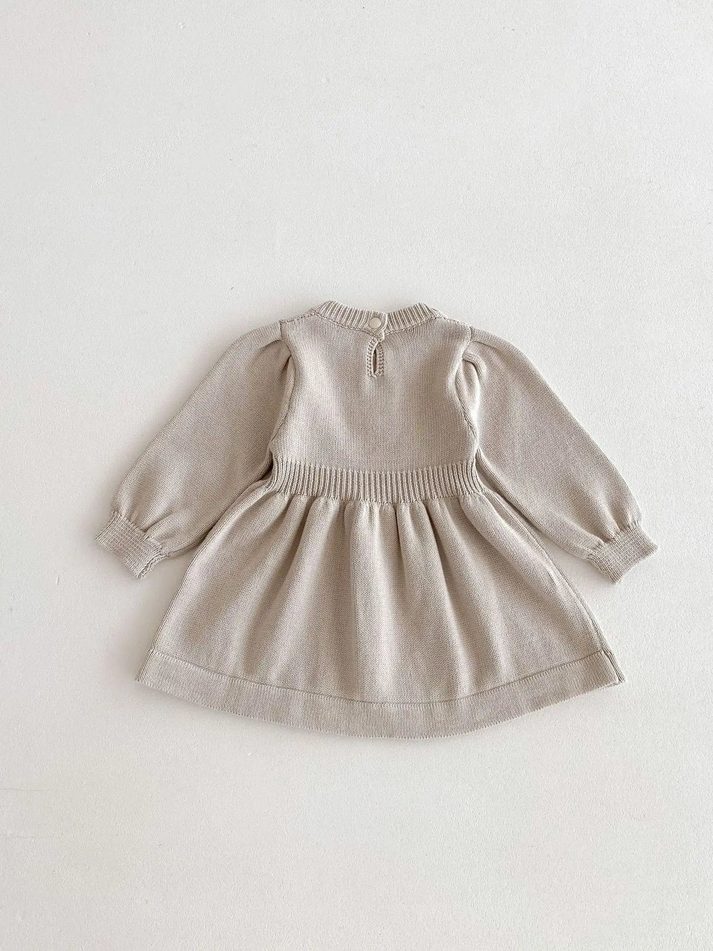 長袖ワンピース ベビーキッズワンピース フラワーブーケ刺繍ニット長袖ワンピース 2カラー【mh0007612】