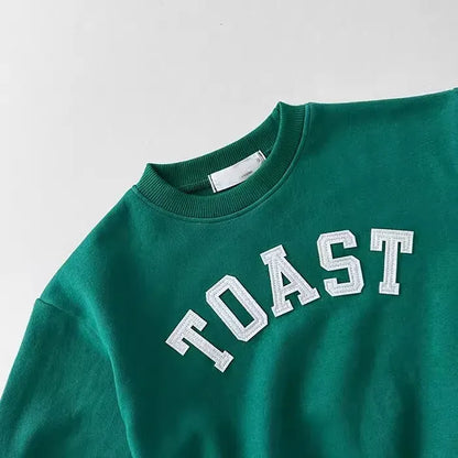 長袖セットアップ ベビーキッズセットアップ 2点セット レターロゴワッペン長袖スウェットシャツ+スウェットロングパンツ【mh0007638】