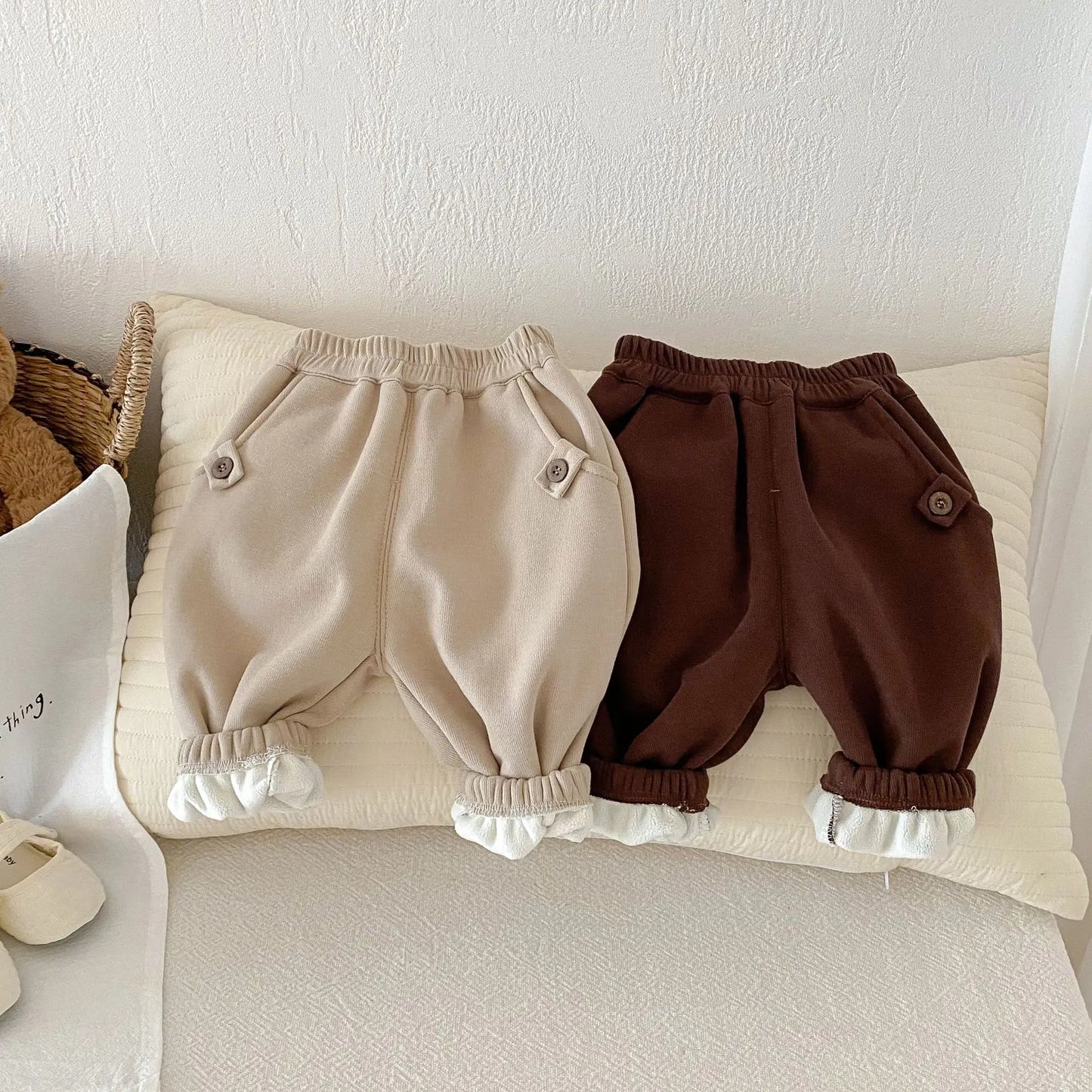 ロングパンツ・スウェットパンツ ベビーキッズパンツ 裏フリースロングルーズシンプルスウェットパンツ 2カラー【mh0007678】