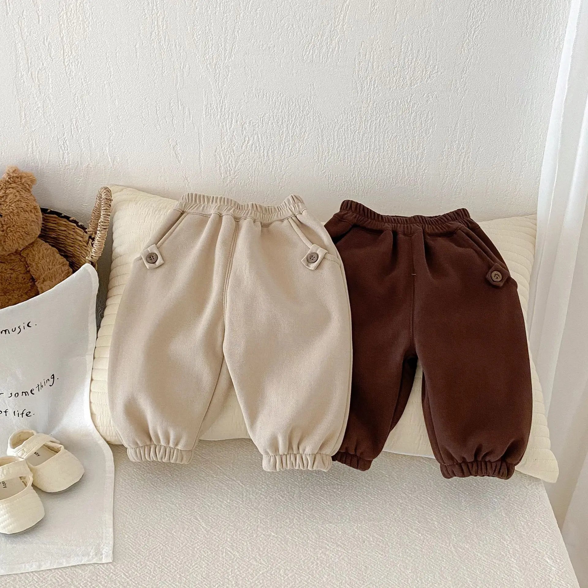 ロングパンツ・スウェットパンツ ベビーキッズパンツ 裏フリースロングルーズシンプルスウェットパンツ 2カラー【mh0007678】