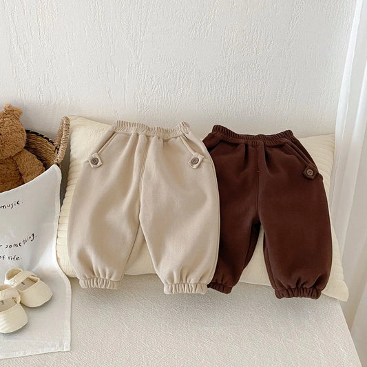 ロングパンツ・スウェットパンツ ベビーキッズパンツ 裏フリースロングルーズシンプルスウェットパンツ 2カラー【mh0007678】