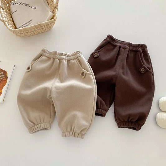 ロングパンツ・スウェットパンツ ベビーキッズパンツ 裏フリースロングルーズシンプルスウェットパンツ 2カラー【mh0007678】