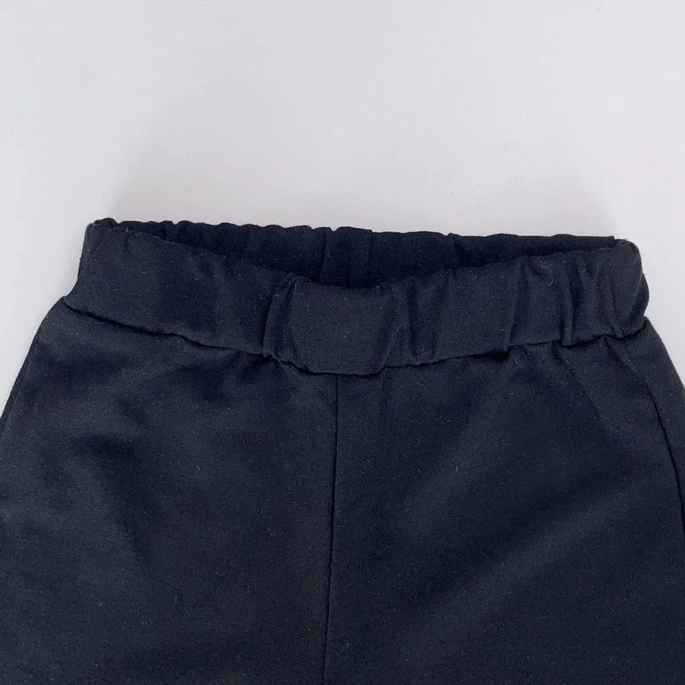 長袖セットアップ キッズセットアップ 2点セット フラワー襟ボーダーニットセータートップス+フレアロングパンツ【mh0007698】