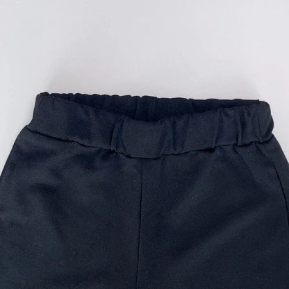 長袖セットアップ キッズセットアップ 2点セット フラワー襟ボーダーニットセータートップス+フレアロングパンツ【mh0007698】