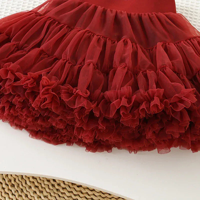 長袖セットアップ キッズセットアップ 2点セット リボン刺繍長袖ニットカーディガントップス+ティアードフリルケーキスカート【mh0007712】