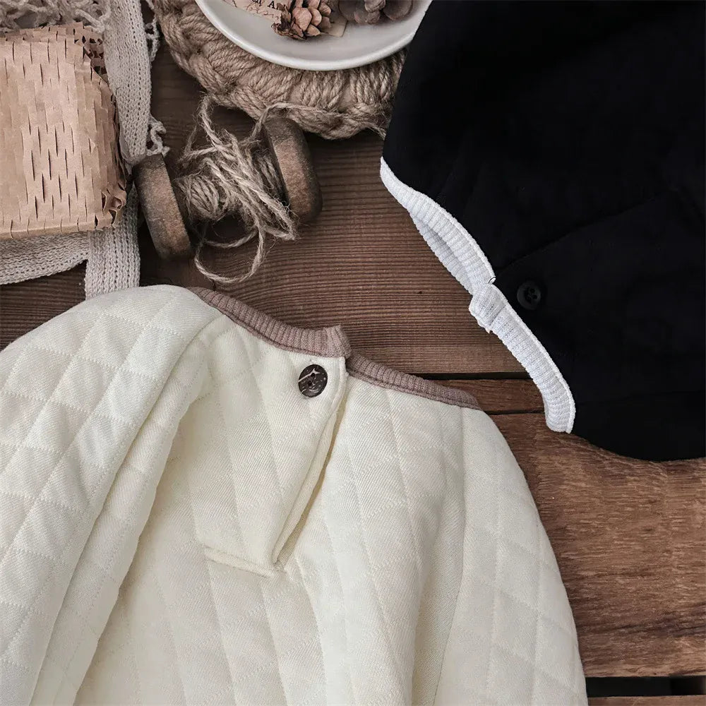 長袖セットアップ ベビーセットアップ 2点セット シンプルキルティングプルオーバー+キルトロングパンツ【mh0007810】