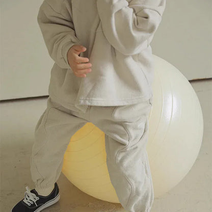 長袖セットアップ キッズセットアップ 2点セット レターロゴプリント裏フリーススウェットシャツ+ロングスウェットパンツ【mh0007983】