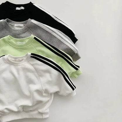 長袖セットアップ キッズセットアップ 2点セット ダブルサイドライン長袖スウェットシャツ+ロングスウェットパンツ スポーツセット【mh0008115】