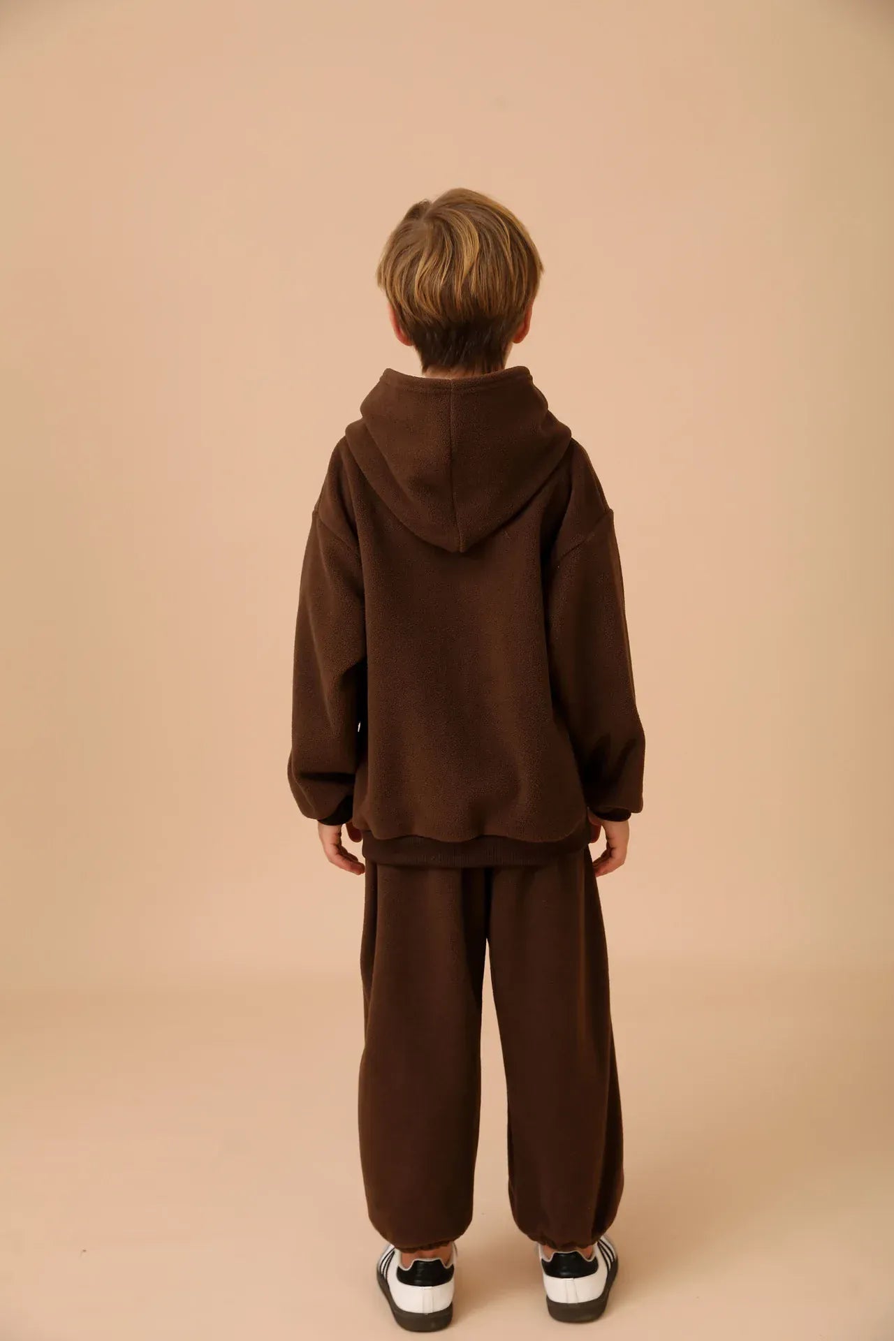 長袖セットアップ キッズセットアップ 2点セット レターロゴ刺繍フリースフーディパーカー+ロングパンツ【mh0008168】