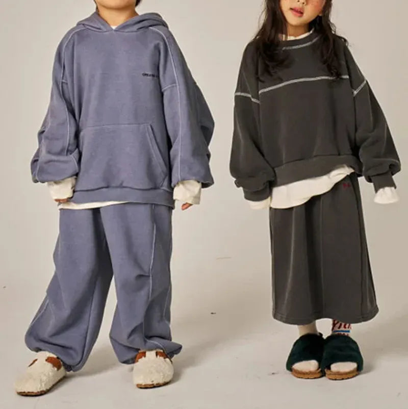 長袖セットアップ キッズセットアップ 2点セット レターロゴプリント裏フリースフーディ長袖スウェットパーカー+ロングスウェットパンツ【mh0008304】