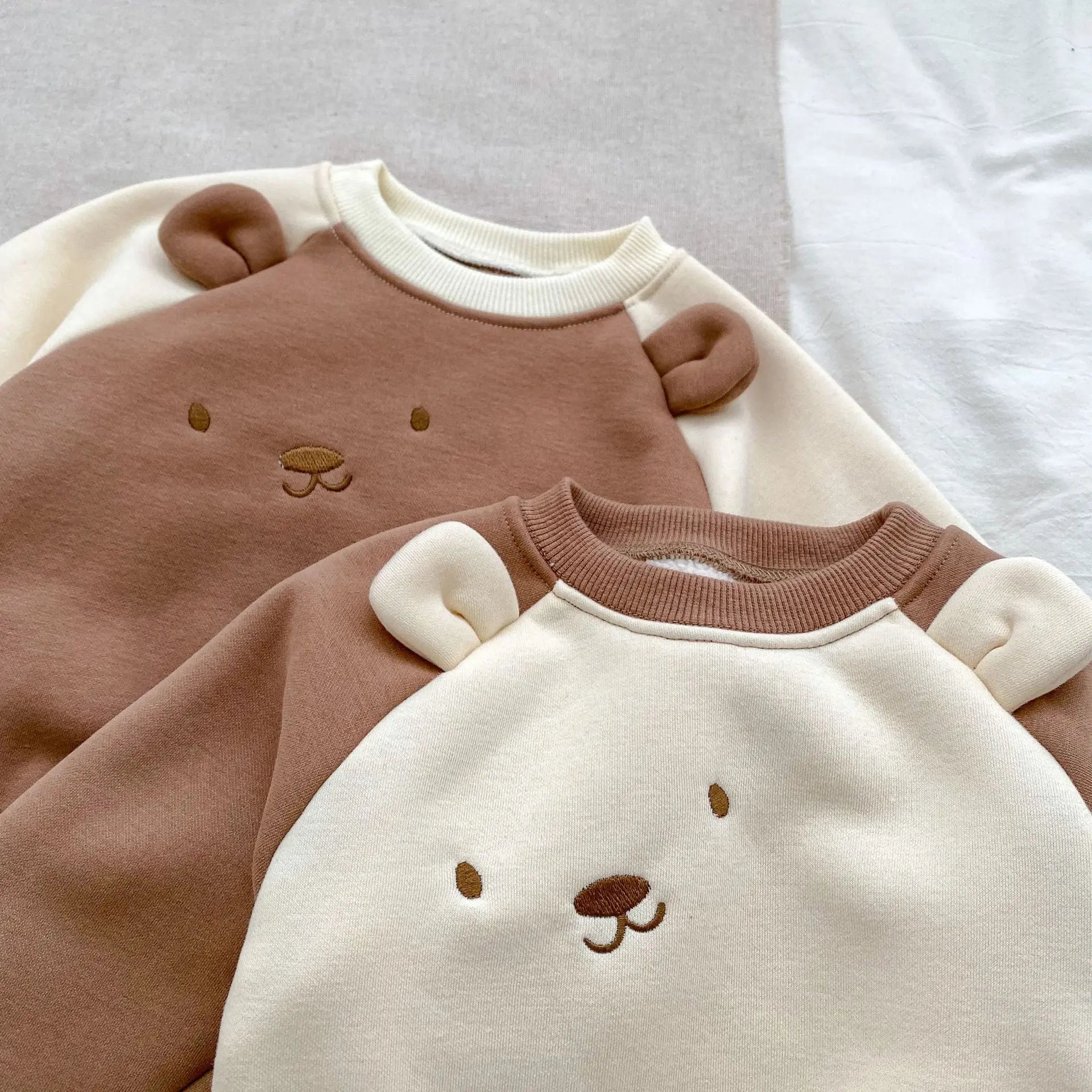 長袖セットアップ ベビーセットアップ 2点セット ベアくま長袖スウェットシャツ+スウェットロングパンツ【mh0008358】