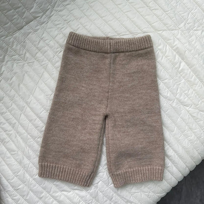 ノースリーブセットアップ ベビーセットアップ 2点セット ロゴワンポイントニットベスト+ニットロングパンツ【mh0008374】