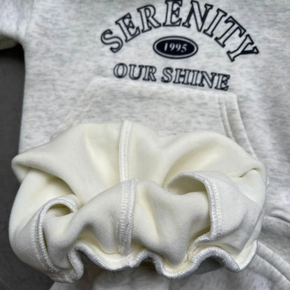 長袖セットアップ ベビーキッズセットアップ 2点セット レターロゴ裏フリースフーディ長袖スウェットパーカー+ロングスウェットパンツ【mh0008424】