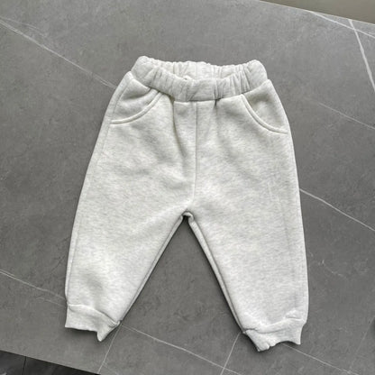 長袖セットアップ ベビーキッズセットアップ 2点セット レターロゴ裏フリースフーディ長袖スウェットパーカー+ロングスウェットパンツ【mh0008424】