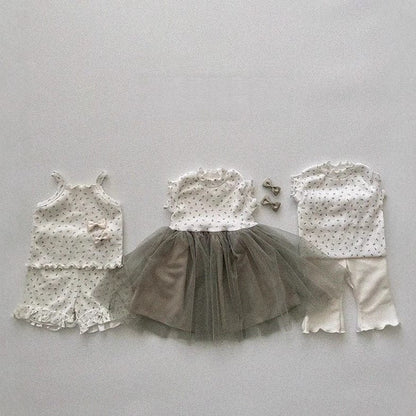 ノースリーブセットアップ ベビーセットアップ 2点セット フリルキャミソール+ショートパンツ【mh0009156】