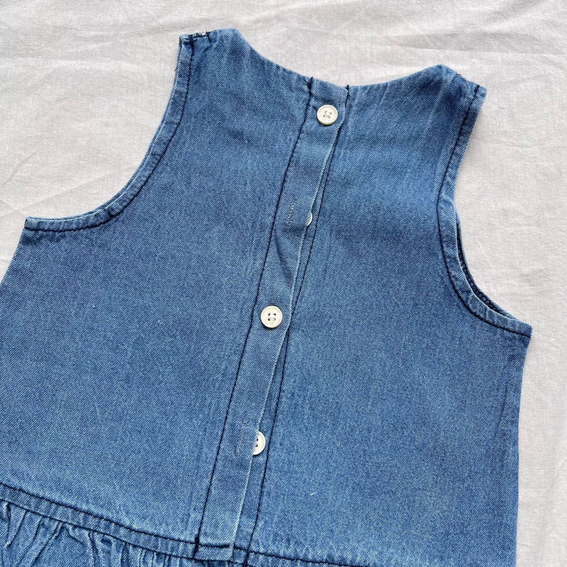 ノースリーブセットアップ ベビーセットアップ 2点セット デニムペプラムフリルノースリーブタンクブラウス+ブルマパンツ【mh0009176】