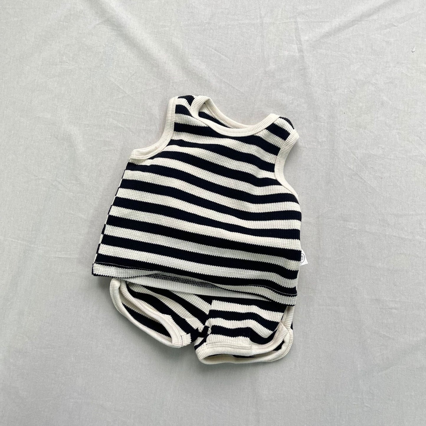 ノースリーブセットアップ ボーダータンクトップショートパンツセットアップ 2点セット【mh0009423】