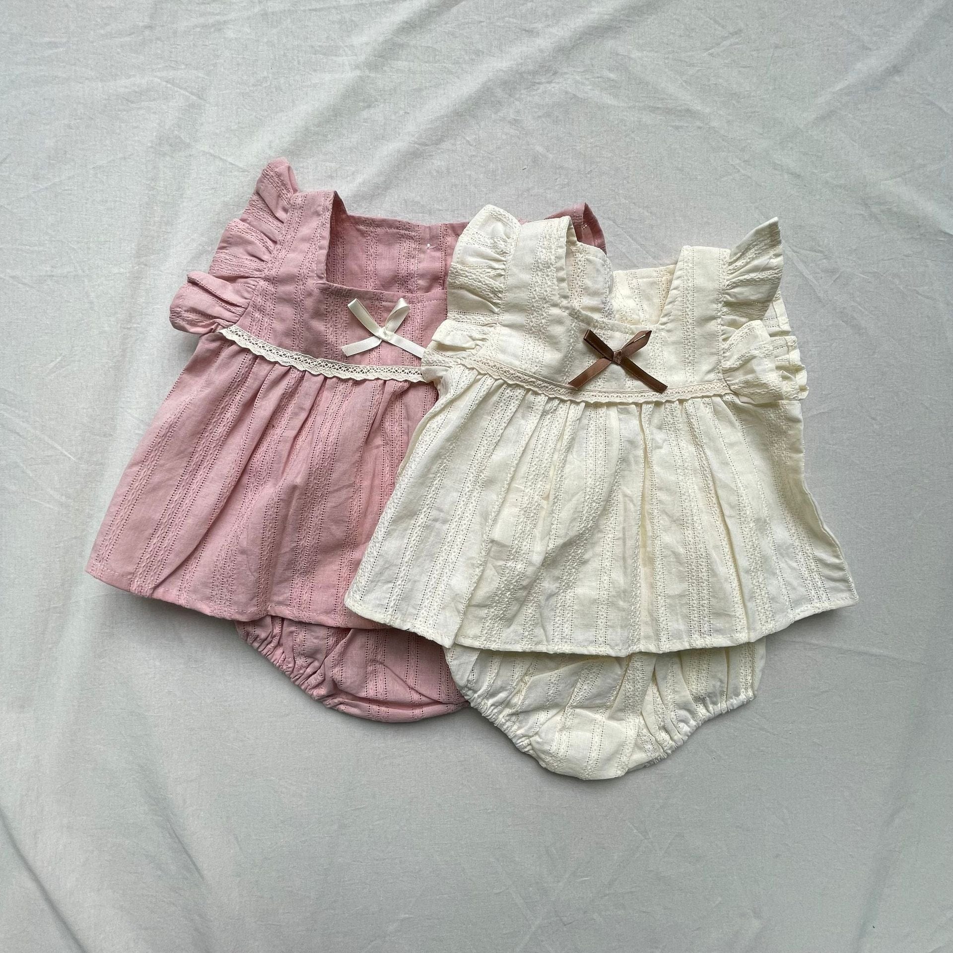 ノースリーブセットアップ レースフリル半袖チュニックブラウス+ブルマパンツセットアップ 2点セット【mh0009429】