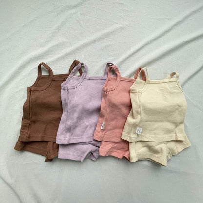 ノースリーブセットアップ キャミソール+ショートパンツセットアップ 2点セット【mh0009433】