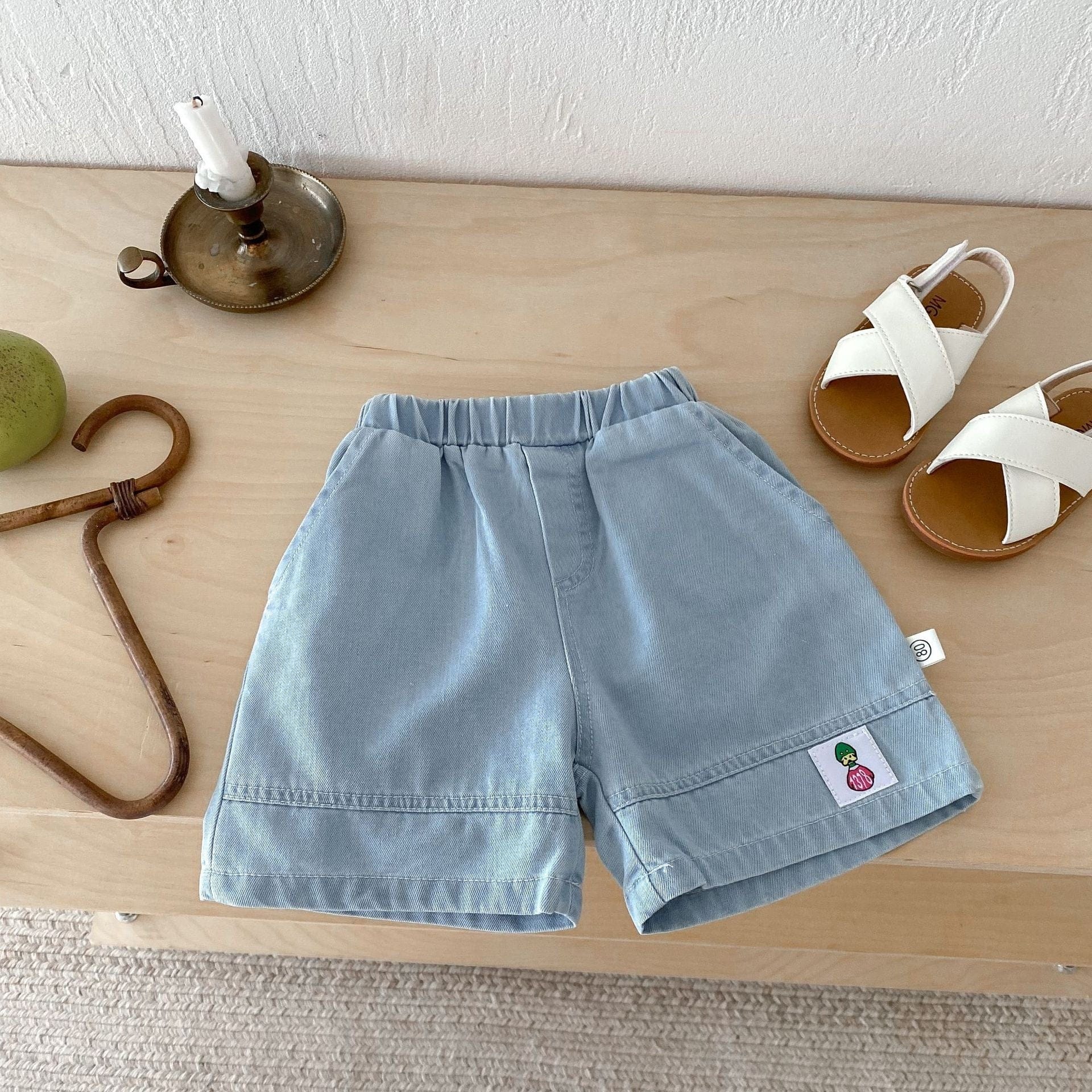 ノースリーブセットアップ ベアくまタンクトップ+デニムショートパンツセットアップ 2点セット【mh0009438】