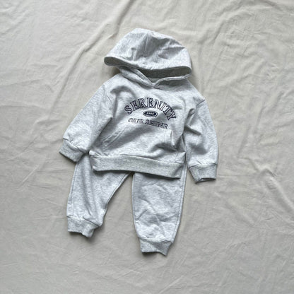 長袖セットアップ ロゴプリントフーディ+スウェットパンツセットアップ 2点セット【mh0009445】