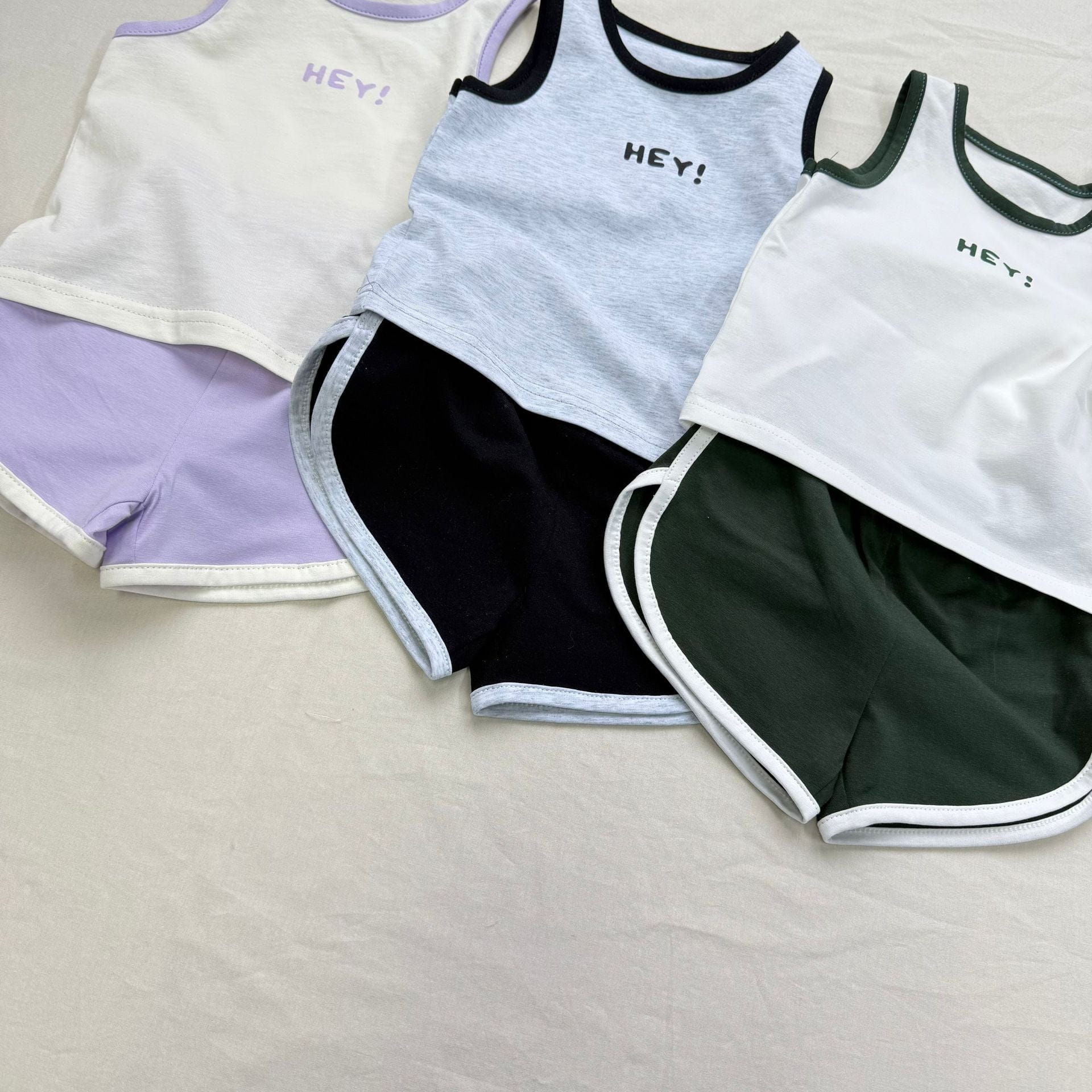 ノースリーブセットアップ ロゴワンポイントタンクトップ+ショートパンツスポーツセットアップ 2点セット【mh0010013】