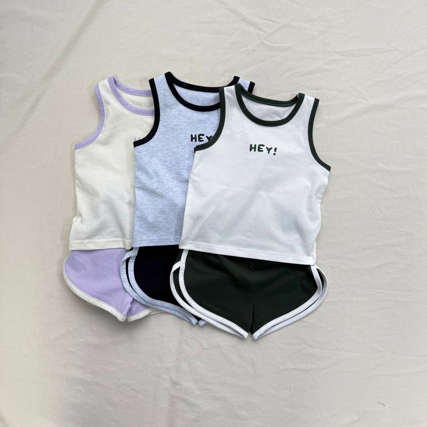 ノースリーブセットアップ ロゴワンポイントタンクトップ+ショートパンツスポーツセットアップ 2点セット【mh0010013】