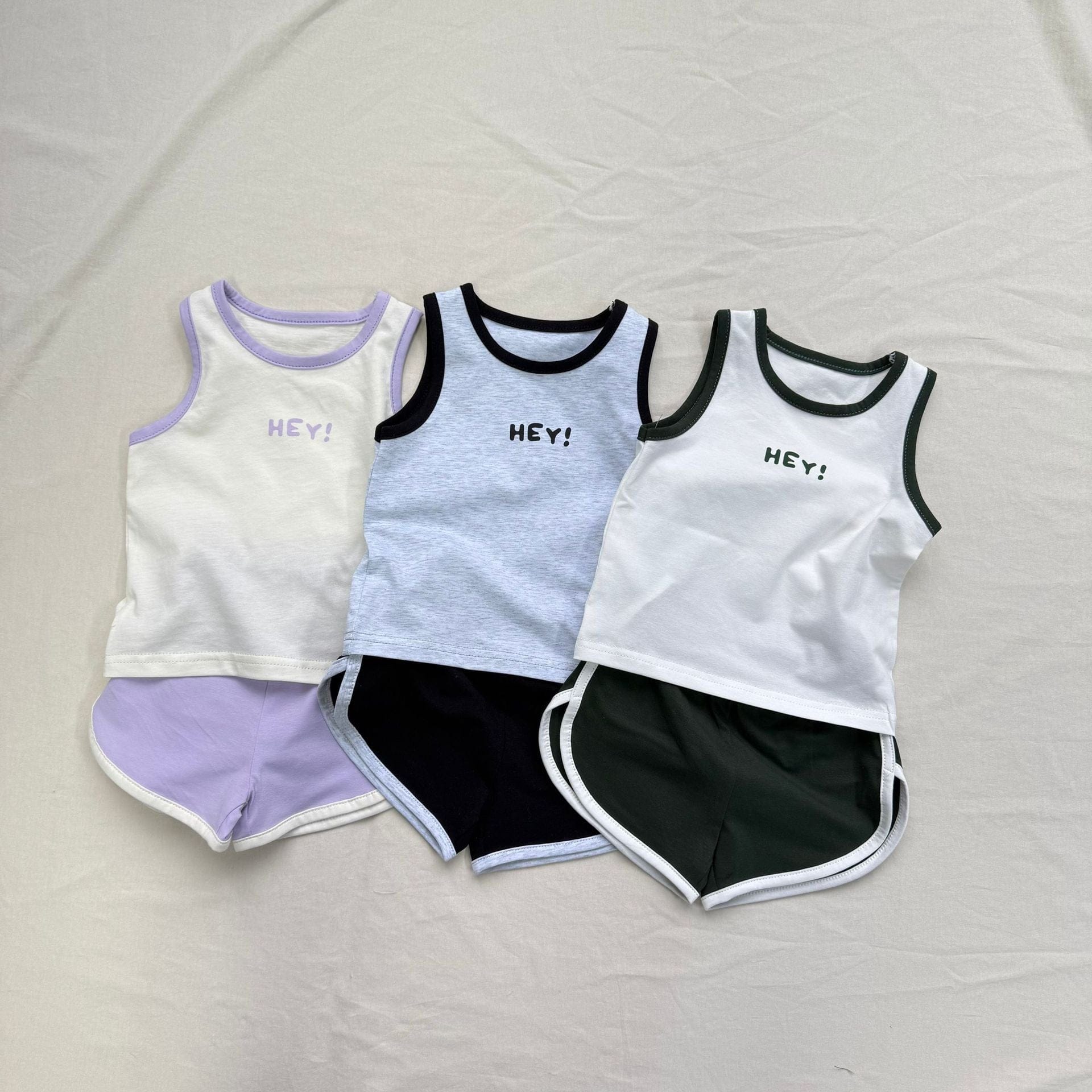 ノースリーブセットアップ ロゴワンポイントタンクトップ+ショートパンツスポーツセットアップ 2点セット【mh0010013】