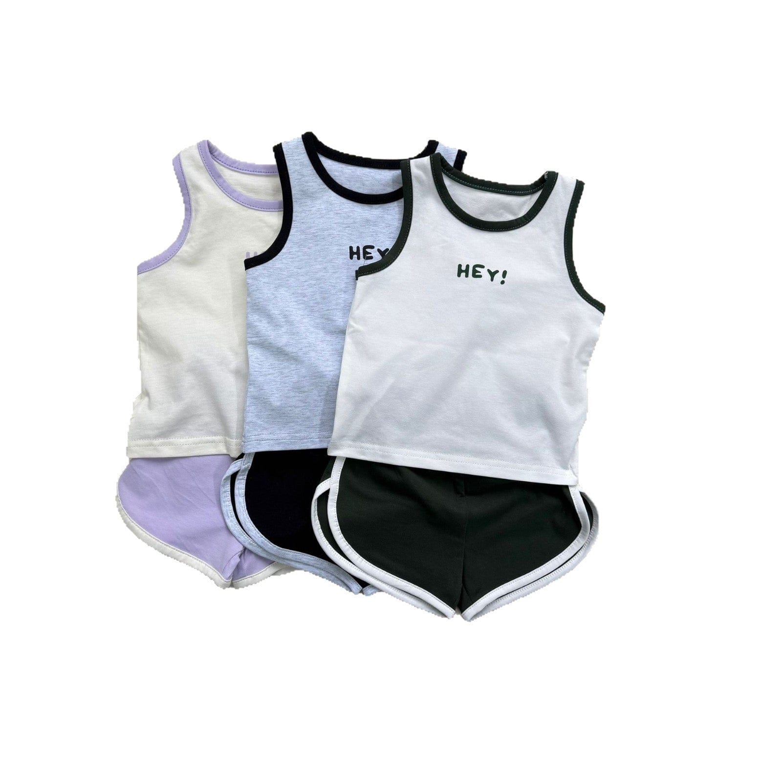 ノースリーブセットアップ ロゴワンポイントタンクトップ+ショートパンツスポーツセットアップ 2点セット【mh0010013】