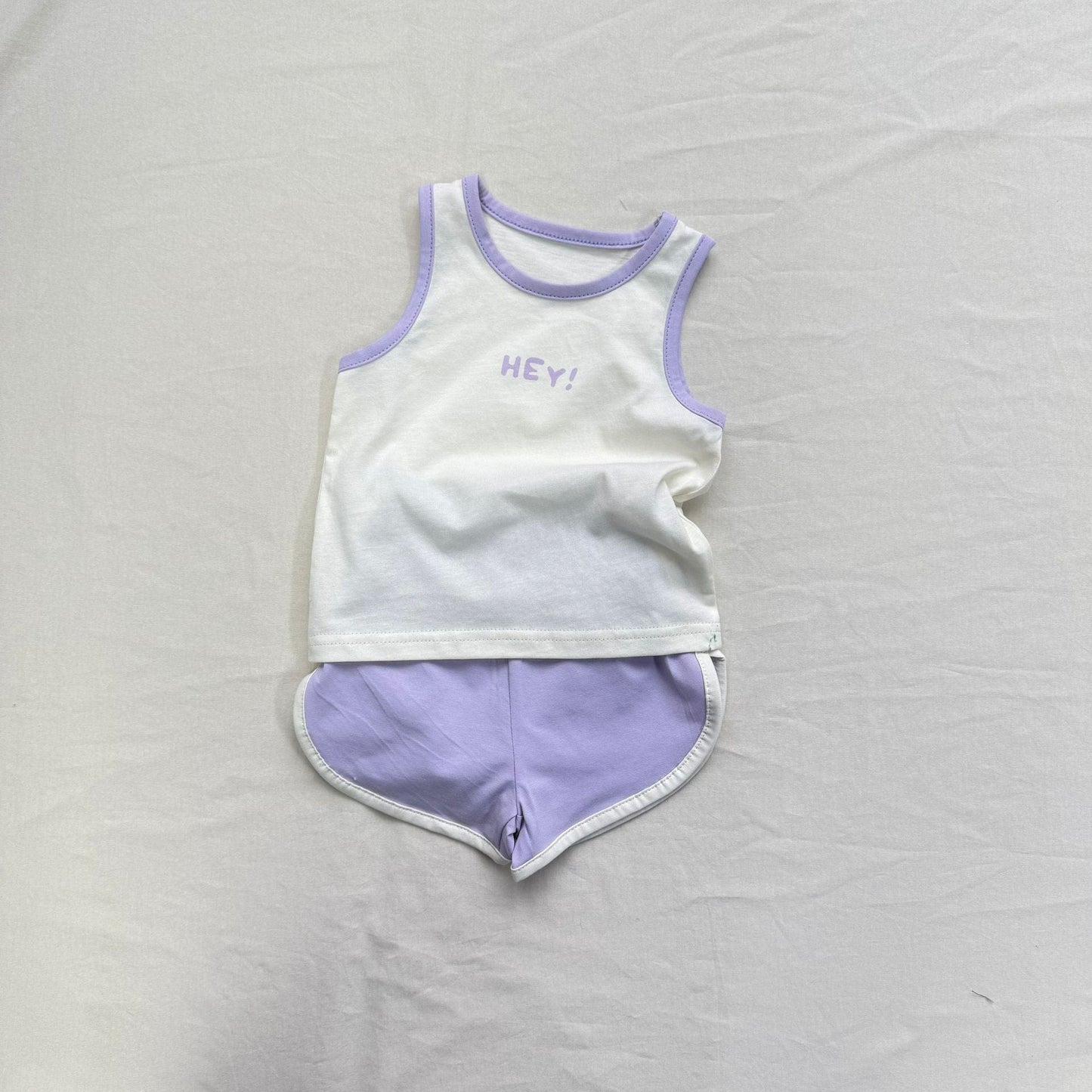 ノースリーブセットアップ ロゴワンポイントタンクトップ+ショートパンツスポーツセットアップ 2点セット【mh0010013】