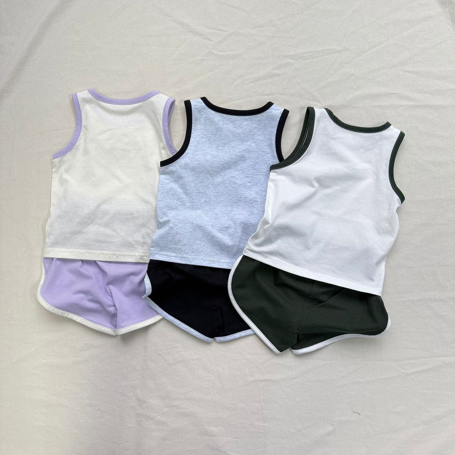 ノースリーブセットアップ ロゴワンポイントタンクトップ+ショートパンツスポーツセットアップ 2点セット【mh0010013】