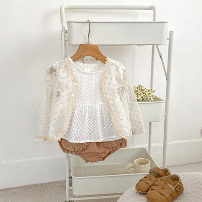 半袖セットアップ チェックフリルスリーブブラウス+レースフリルブルマパンツセットアップ 2点セット【mh0010167】