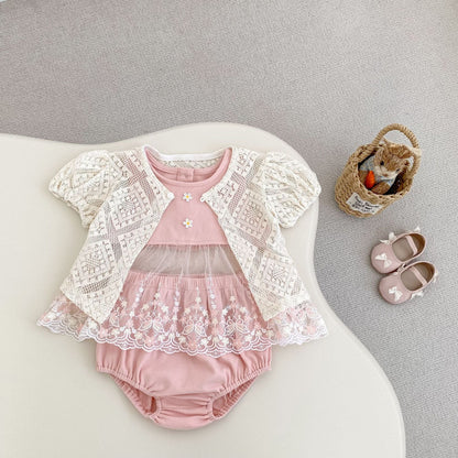 ノースリーブセットアップ チュールレースドッキングノースリーブブラウス+ブルマパンツセットアップ 2点セット【mh0010173】