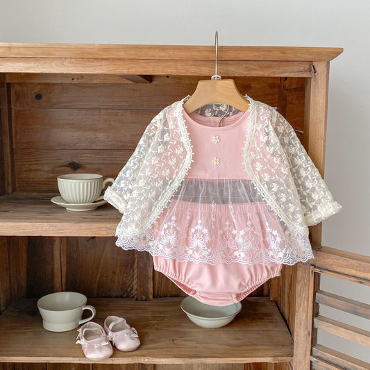 ノースリーブセットアップ チュールレースドッキングノースリーブブラウス+ブルマパンツセットアップ 2点セット【mh0010173】