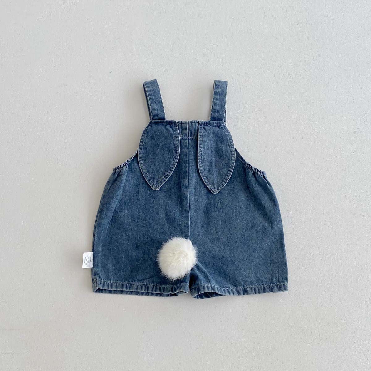 ノースリーブセットアップ レインボータンクトップ+うさ耳しっぽデニムオーバーオールセットアップ 2点セット【mh0010332】