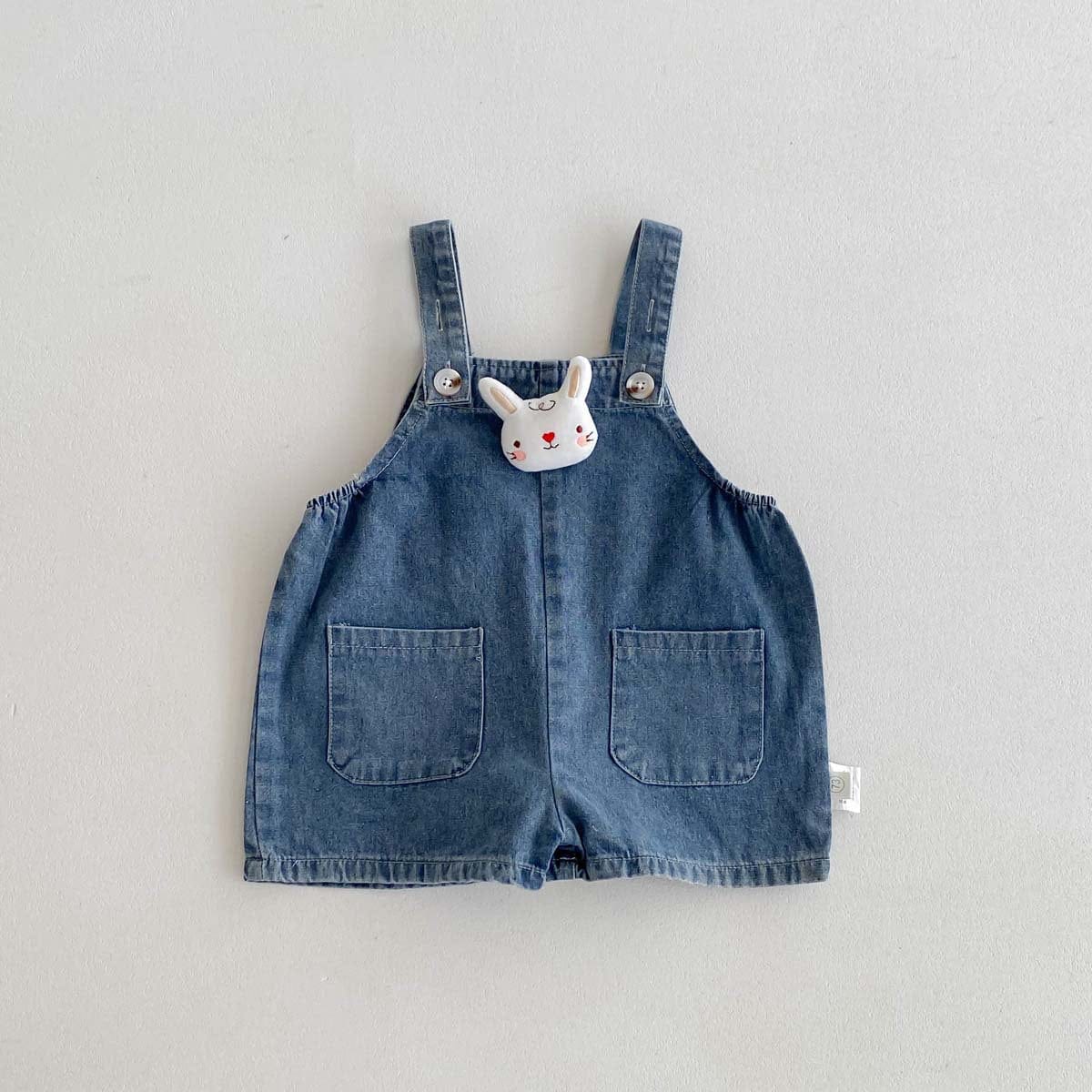 ノースリーブセットアップ レインボータンクトップ+うさ耳しっぽデニムオーバーオールセットアップ 2点セット【mh0010332】