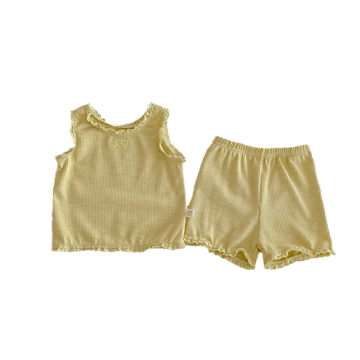 ノースリーブセットアップ リボンフリルタンクトップ+ショートパンツセットアップ 2点セット【mh0010339】