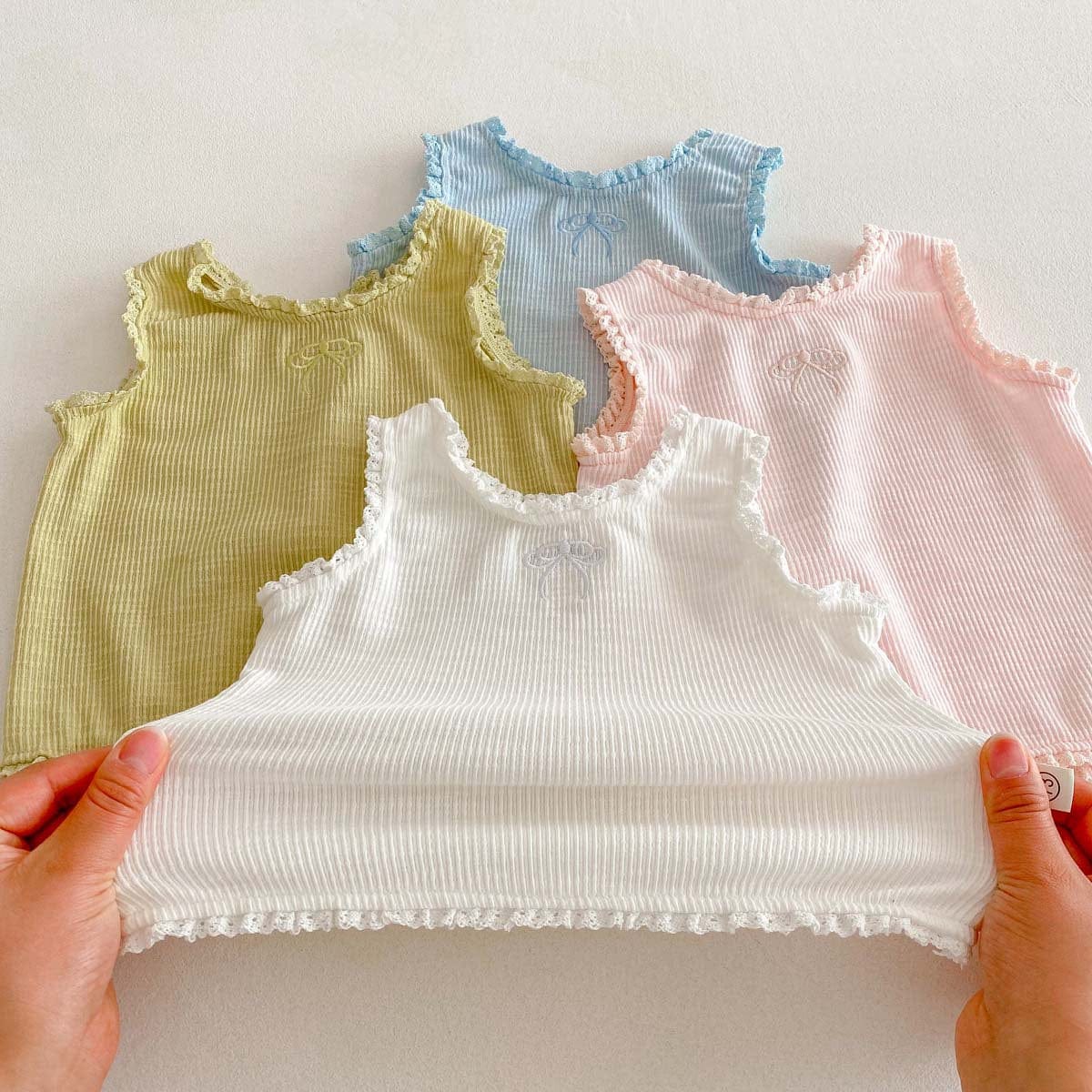 ノースリーブセットアップ リボンフリルタンクトップ+ショートパンツセットアップ 2点セット【mh0010339】