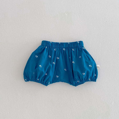 半袖セットアップ フラワー刺繍半袖ブラウス+バルーンショートパンツセットアップ 2点セット【mh0010344】