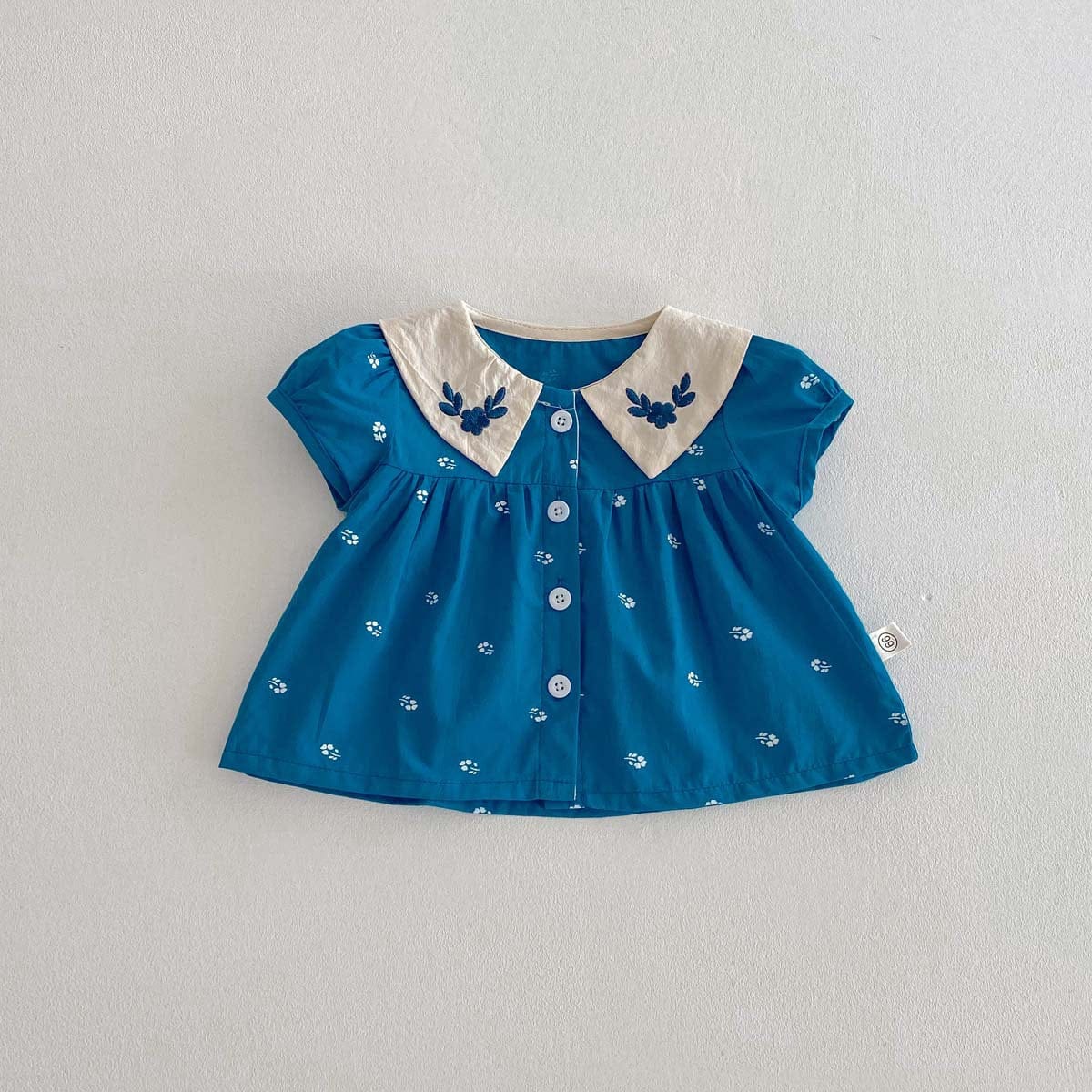 半袖セットアップ フラワー刺繍半袖ブラウス+バルーンショートパンツセットアップ 2点セット【mh0010344】