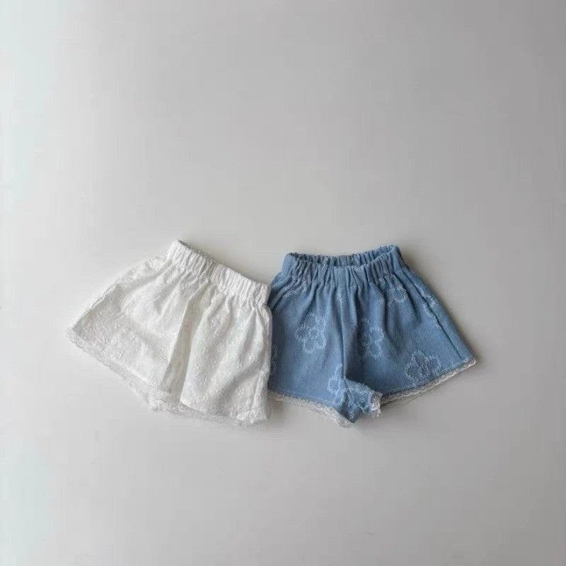 ノースリーブセットアップ フラワーデニムキャミソールトップス+ショートパンツセットアップ 2点セット【mh0010356】