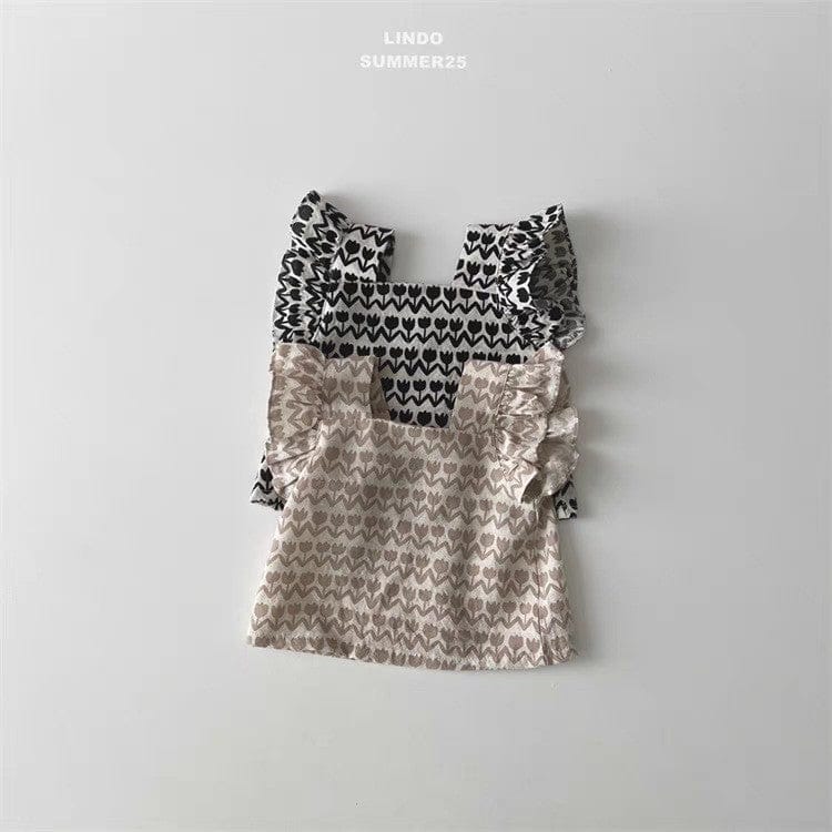 ノースリーブセットアップ チューリップフリルショルダーブラウス+フリルショートパンツセットアップ 2点セット【mh0010367】