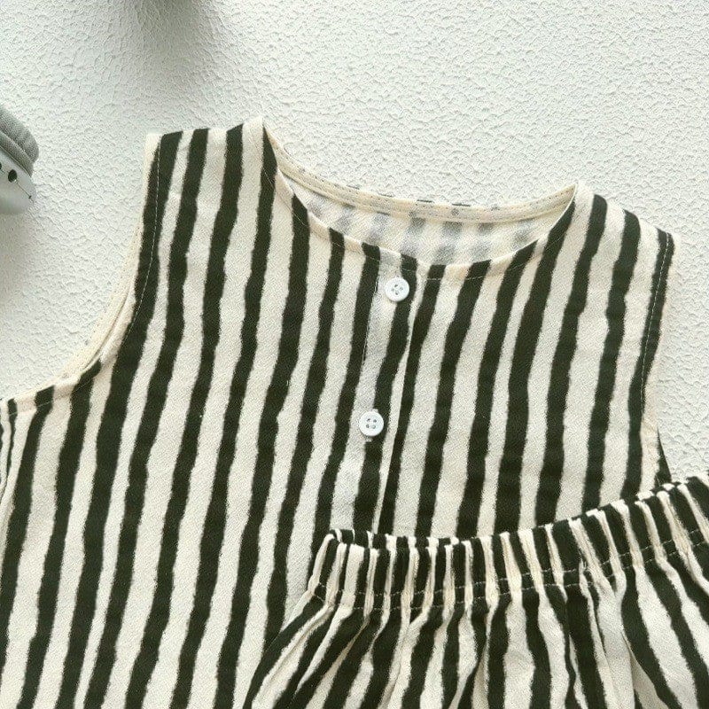 ノースリーブセットアップ ストライプ/ドットノースリーブシャツ+ショートパンツセットアップ 2点セット【mh0010375】