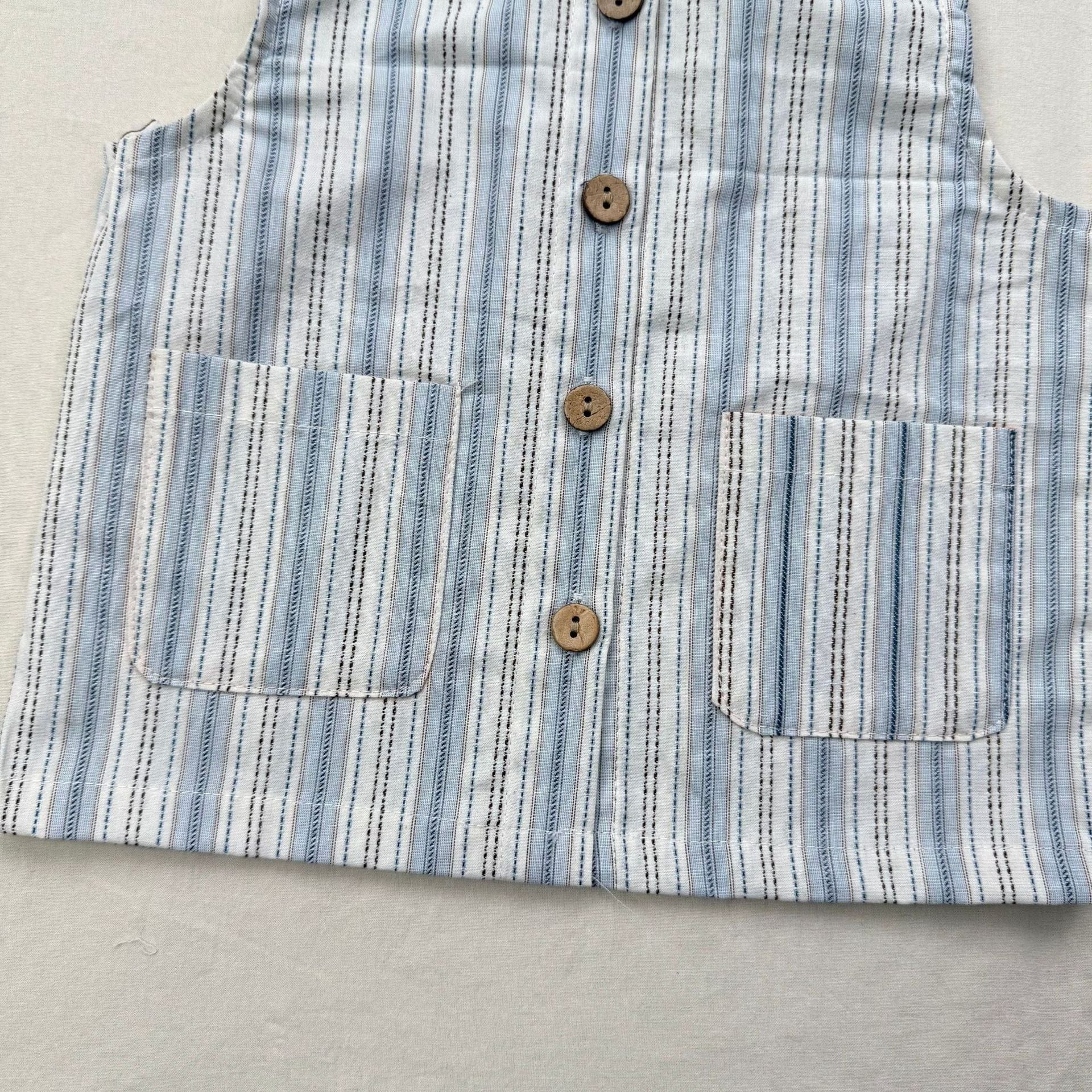 ノースリーブセットアップ ストライプ襟付きノースリーブシャツ+ショートパンツセットアップ 2点セット【mh0010413】